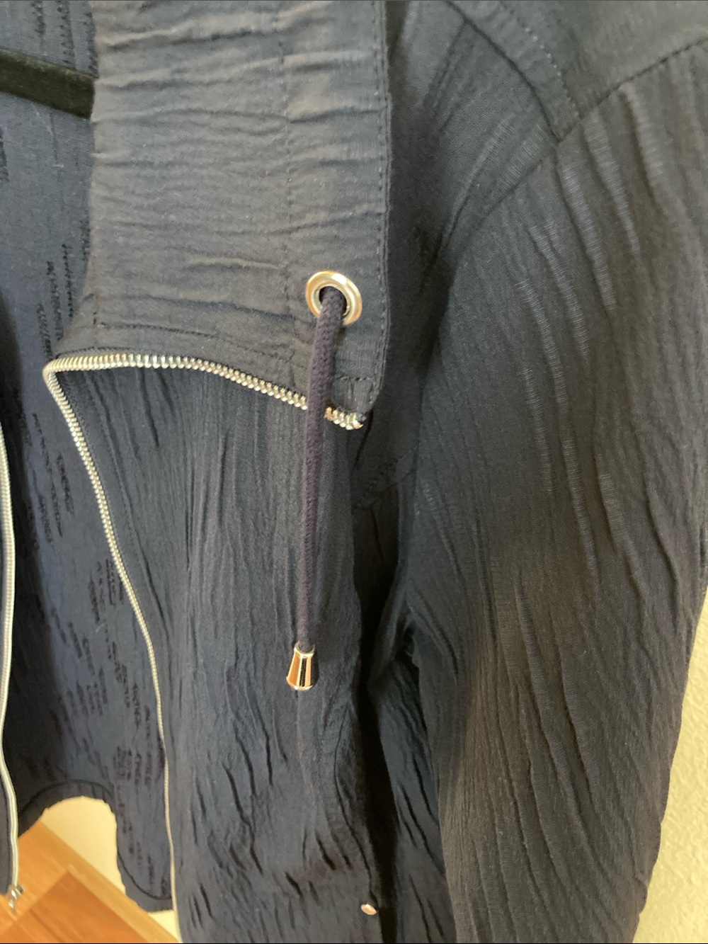 Christopher & Banks Navy Textured Zip Jacket - Picture 3 of 5